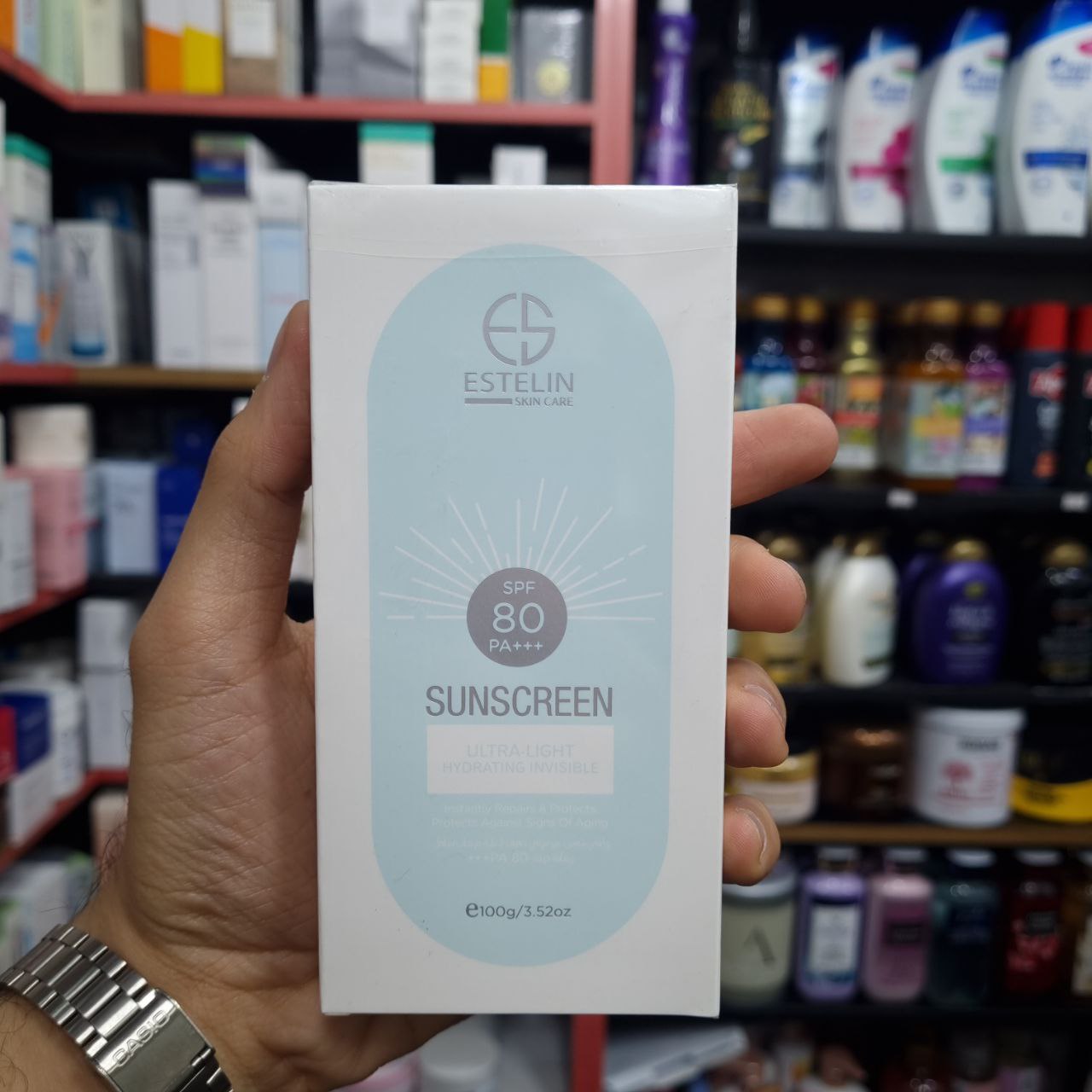 ضد آفتاب بی رنگ و آبرسانی استلین Estelin SPF 80 PA+++